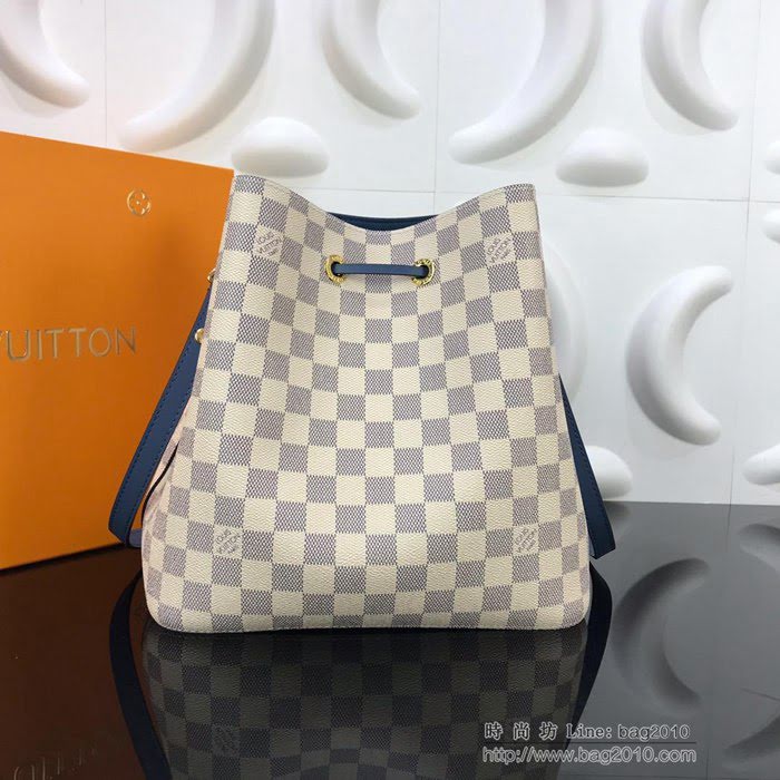 路易威登LV女包 頂級原單 M44022白格藍色 Noé系列  經典實用款 新潮水桶包 斜挎包  ydh2699
